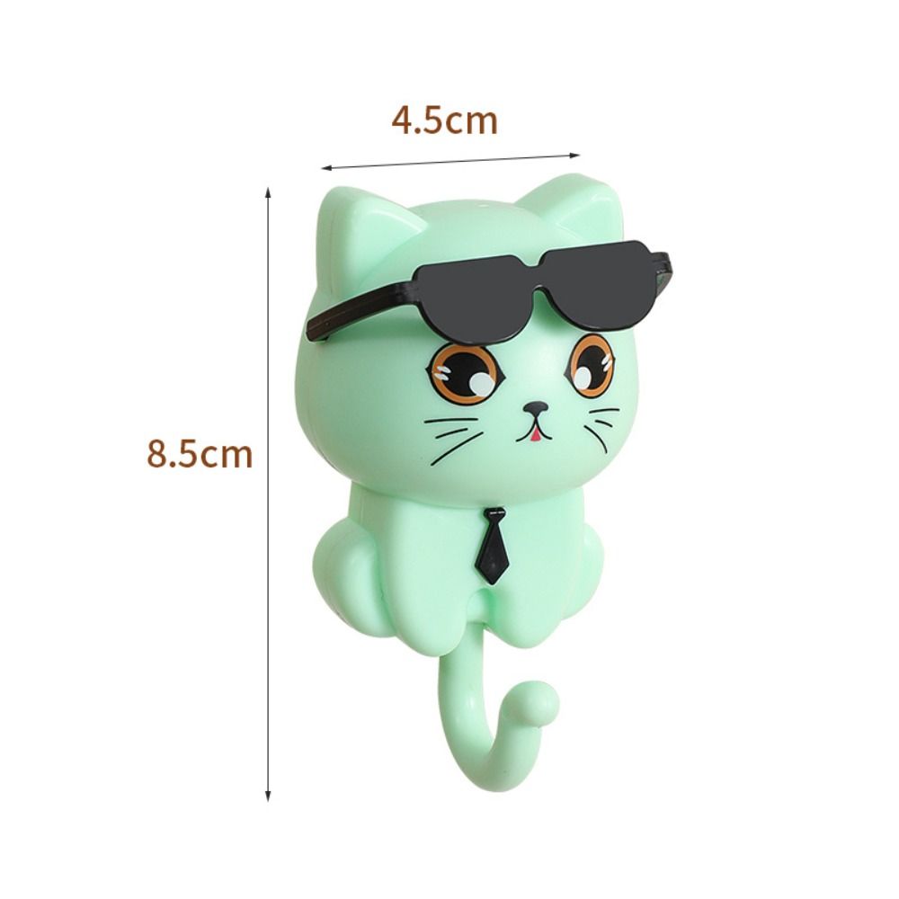 Ganchos decorativos de gato de dibujos animados creativos, autoadhesivos, soporte de llaves sin costuras, gancho de alta resistencia, accesorios de baño, organizador de artículos diversos: Amarillo claro