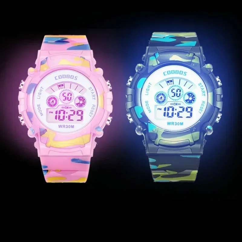 Orologi per bambini mimetici luminosi Allarme digitale veloce colorato a portato per ragazzi e ragazze Orologio creativo antisismico per bambini