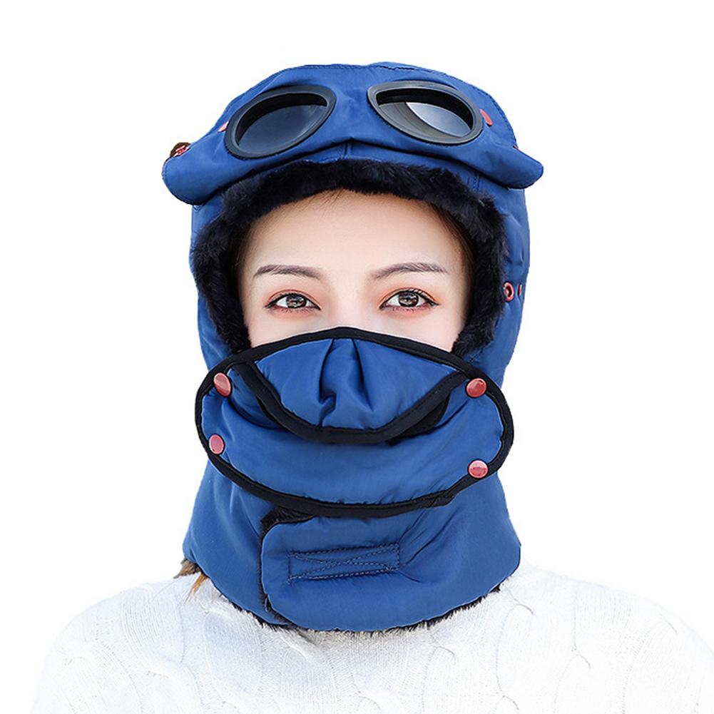 Winter Ski Hütte Winddicht Warme Weiche Bequeme Kappe Mit Abnehmbare Waschbar Gesicht Abdeckung Für draussen Sport: Blau