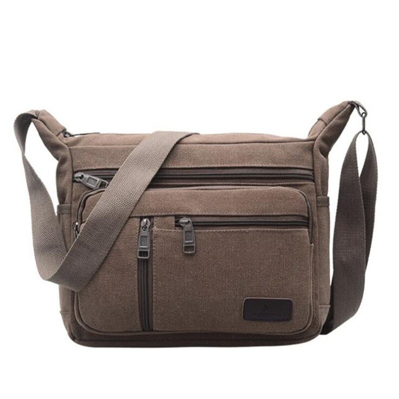Men Canvas Crossbody Bags Single Shoulder Bags Travel Casual Handbags Messenger Bags Solid Zipper Schoolbags for Teenagers: coffee