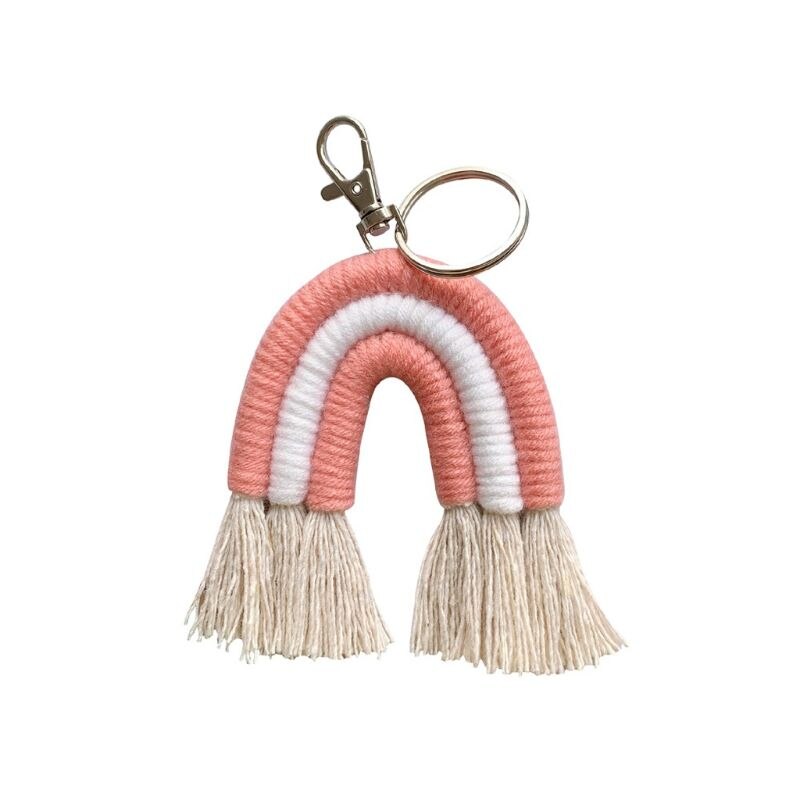 Weben Regenbogen Schlüsselanhänger Boho schlüssel Halfter Schlüsselring Macrame Tasche Charme Auto Hängen 19QB: 10