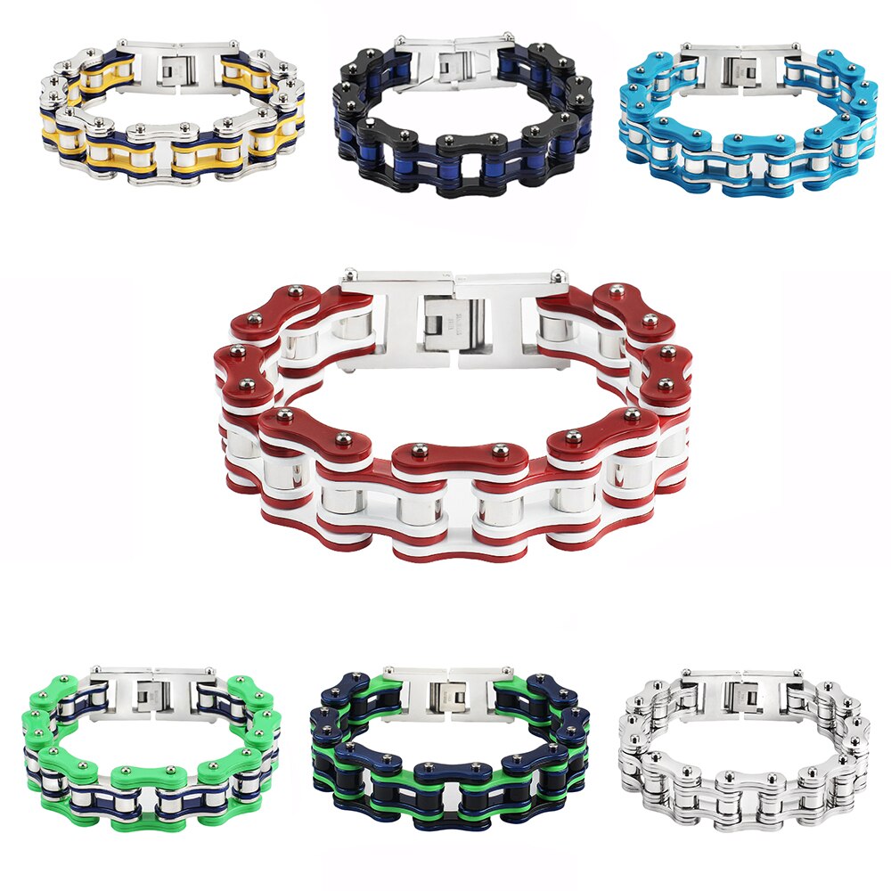 Punk Stainless Steel Bike Chain Bracelet Mens Bangle Link Chain Motorcycle Bicycle Style Bracelets Jewelry