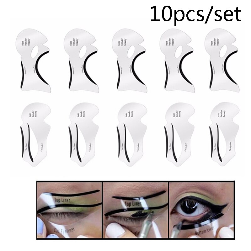10pcs Eyeliner Stencil Cat Eye Models DIY Eyeliner Template Card Cosmetic Tool