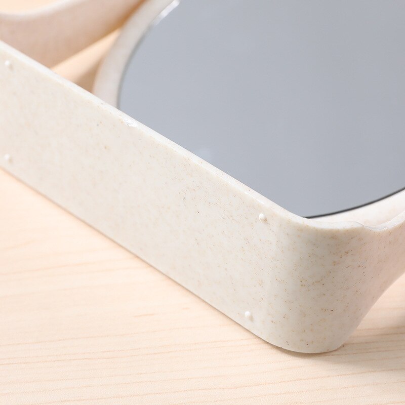 Miroir de maquillage rotatif Double face en paille de blé, de bureau, pour étudiant, de princesse, de vanité, ovale et carré