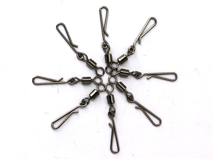 20pcs/lot Swivel MS+HX Rolling Swivel with Coastlock Snap Size10 8 6 4 2 Hook Lure Connector Terminal swivel for Fishihooks