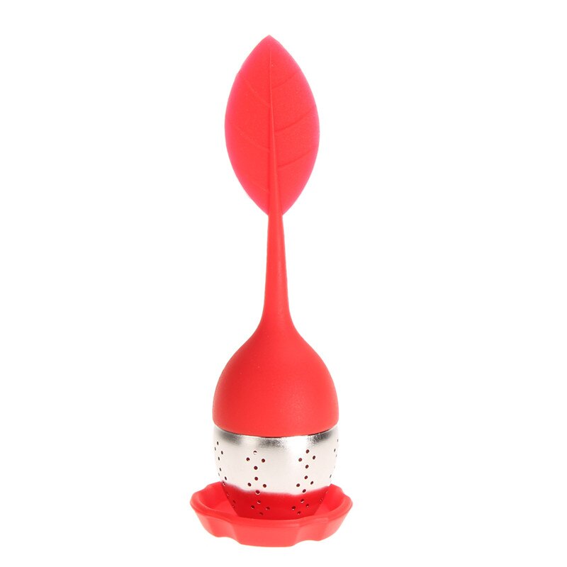 Silicone Tea Infuser Leaf Strainer Stainless Steel Strainer Handle Loose Tea Steeper Herbal Tea Filter Infusor Tea Tool Teaware: red