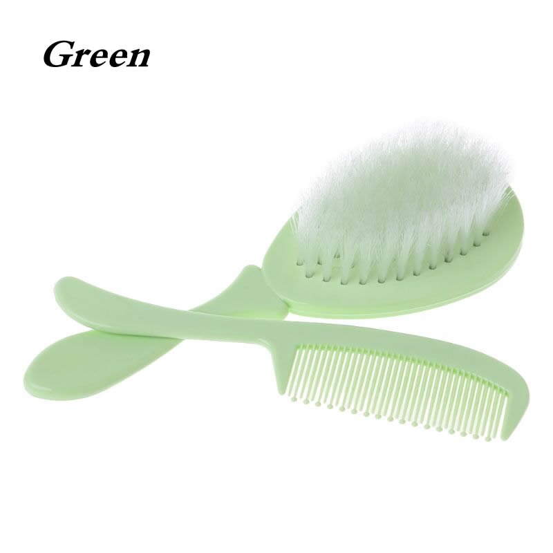 1 1 ensemble bébé peigne brosse soins infirmiers fournitures bain lavage cheveux doux soies pointe ronde sûr tête Massage toilettage: Green