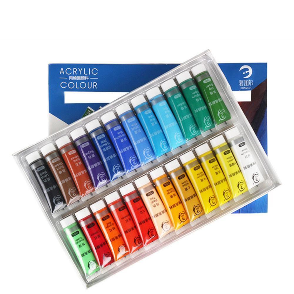12/24 farben 15ML Acryl Farbe einstellen Farbe Malen Für Stoff Farben Liefert Kleidung Kunst Glas Malerei Zeichnung freundlicher Wasse z3V0
