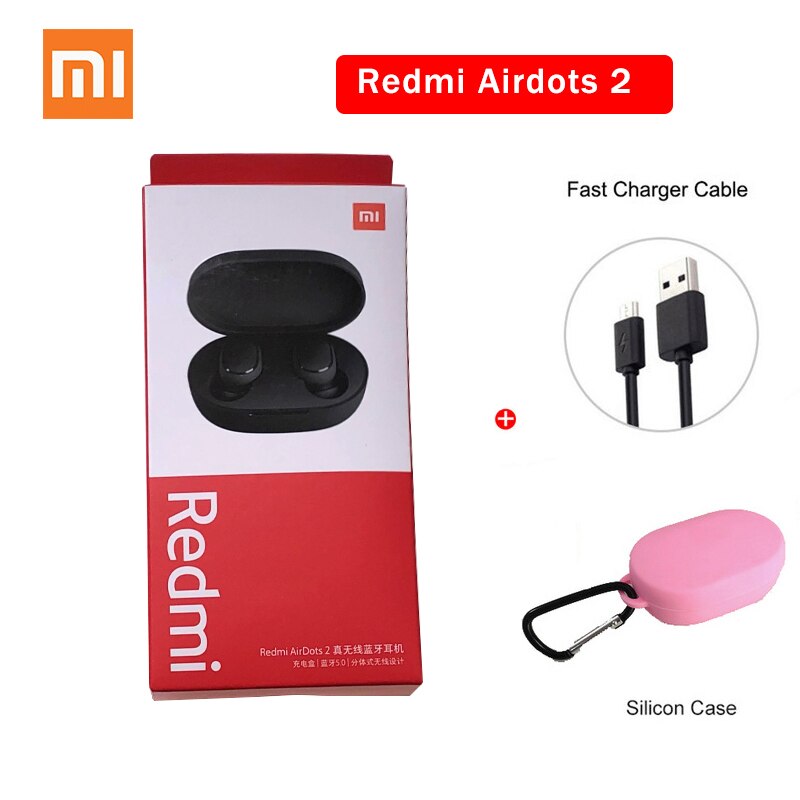 Chinese version Xiaomi Redmi AirDots 2 Wireless Bluetooth 5.0 redmi airdots2 Earbuds In-Ear stereo bass NOT redmi airdots s: Airdots 2  pink case