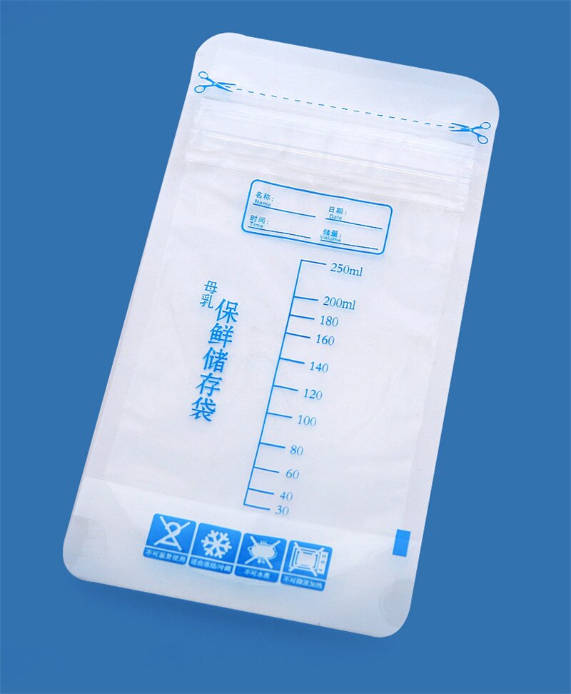Sac de stockage de lait maternel de stockage de nourriture de bébé 5 pièces 250ml sacs de congélateur de lait mère lait sans BPA bébé sûr sacs d'alimentation alimentation