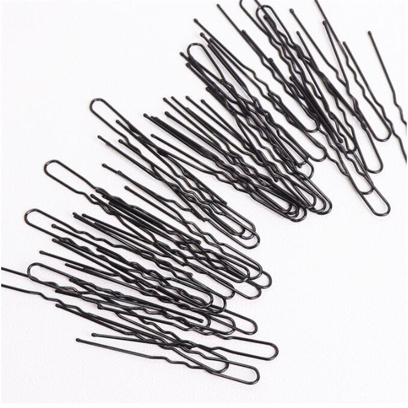 50 pçs 6 cm cabelo ondulado u-shaped bobby pin barrette salão de beleza grampo de aperto grampos de cabelo preto metal acessórios para o cabelo bun