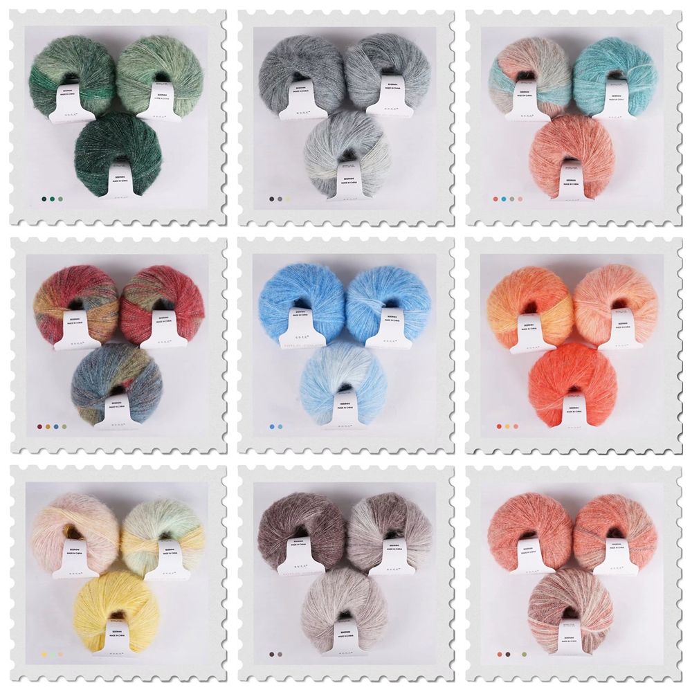 30g/Ball Gradient Mohair Wool Thread Rainbow Colorful Silk Pony Hair Superfine Shawl Scarf Thread DIY Hand Knitting Crochet Yarn