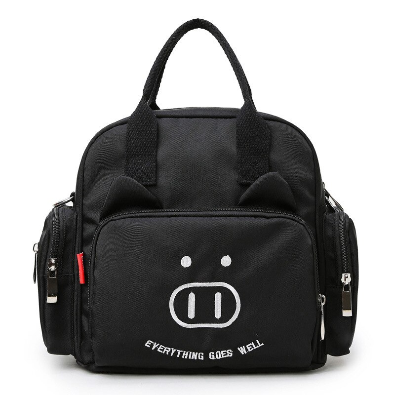 Luiertas Kleine Aantal Multi-Functionele Stijl Mother 'S Tas Hand Lichtgewicht Rugzak Schouder Luiertas: Black and White with Pattern Small Adorable Pig