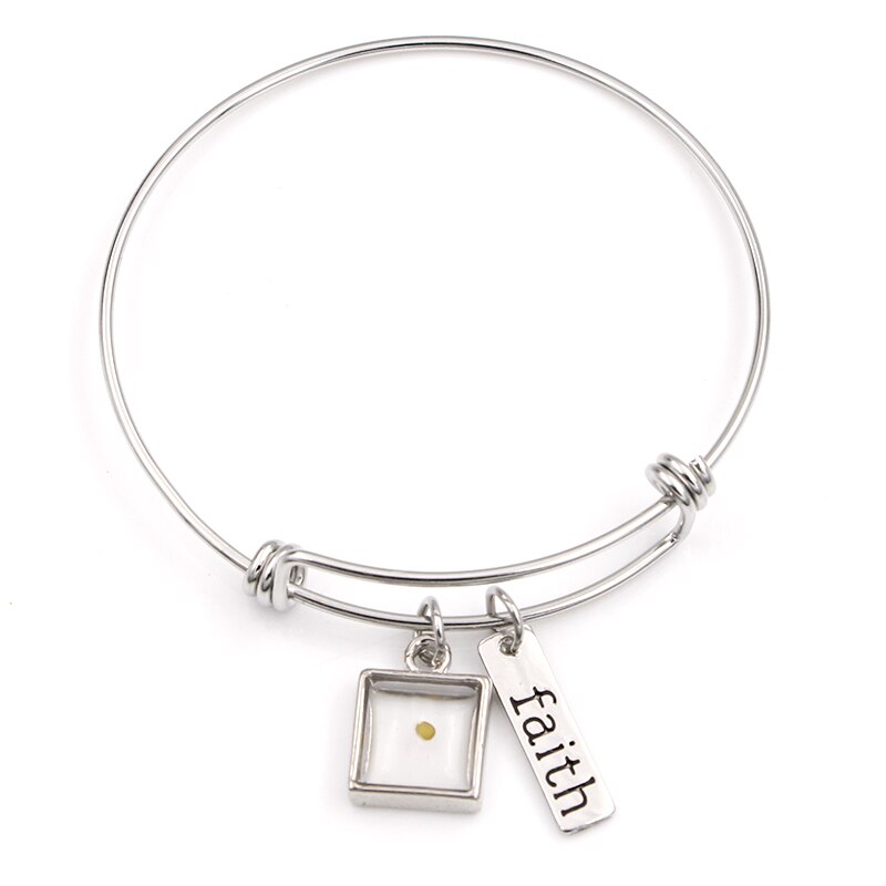 Villwice Real Mosterd Zaad Bangle Armbanden Geloof Zo Klein Als Een Mosterdzaad Sieraden Voor Christian Inspirational: DZSZ-002