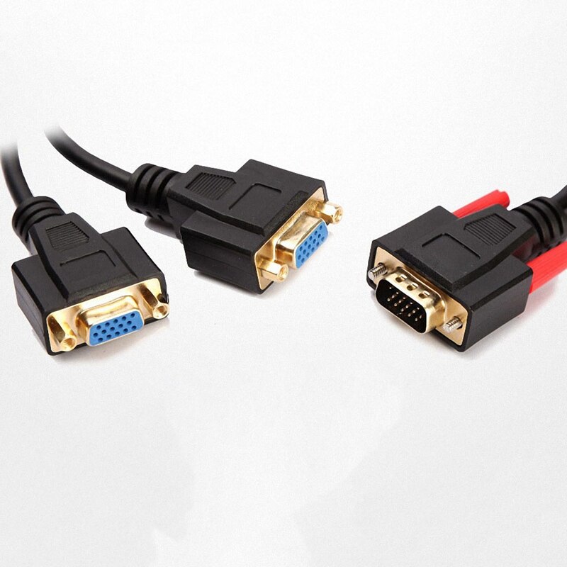 Vga splitter 1 male to 2 female 15-- pin vga metal-plated splitter suitable for home audio-visual equipment