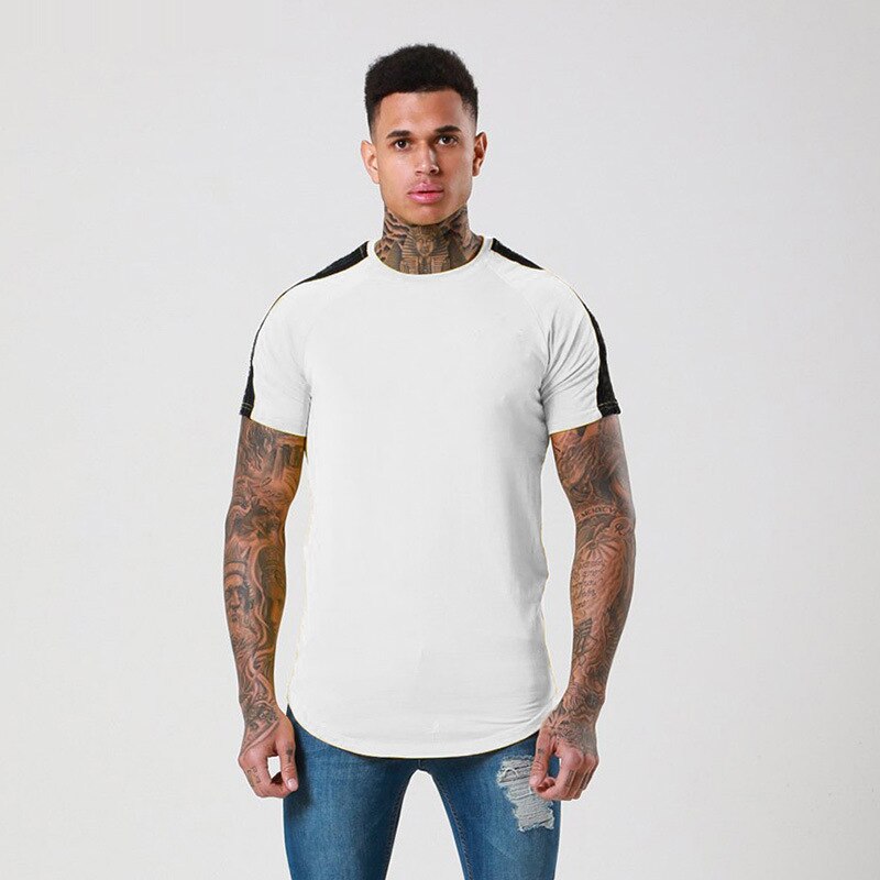 Men cotton t shirt Personality Print T-shirts Casual Slim Tee Tops Male Gyms Fitness Bodybuilding Clothing