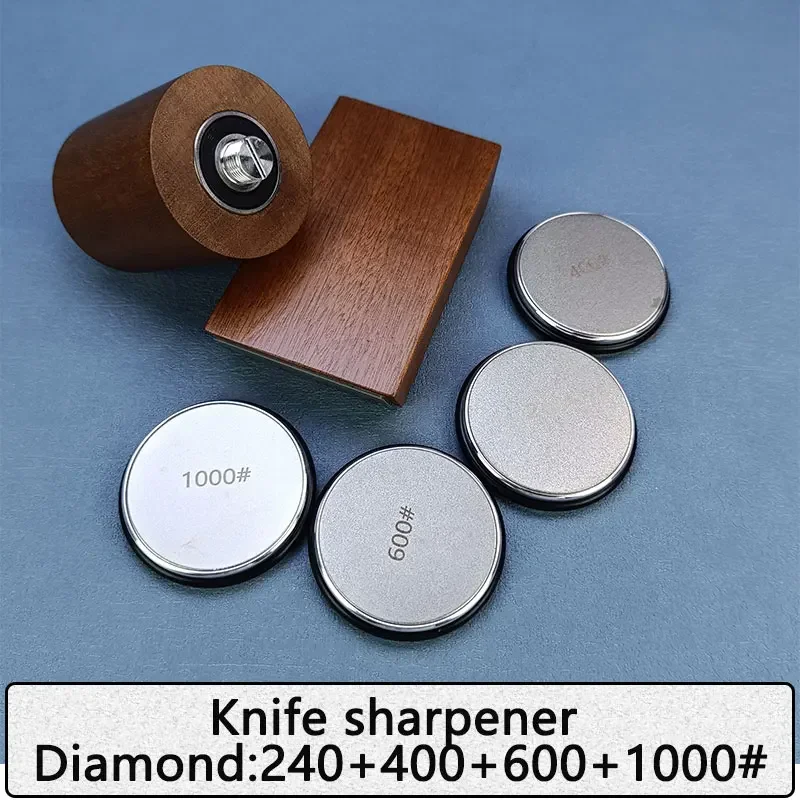 Diamant Slijpsteen Magnetische Rolling Messenslijper Houten Keuken Slijpsysteem 15-20 Graden Hoek Roller Accessoire