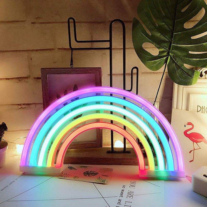 Lindo signo de neón del arco iris, luz LED de arco iris/lámpara para la decoración del dormitorio, lámparas de neón de la decoración del arco iris, decoración de la pared para el dormitorio de las muchachas, Chistmas,Birt