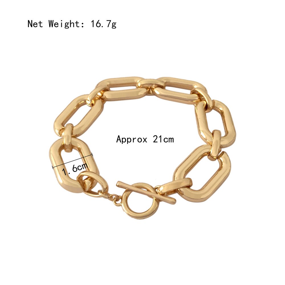 Brazalete de cadena grande de estilo grueso para mujeres y niñas, carcasa especial, accesorios para brazo articulado cuadrado redondo