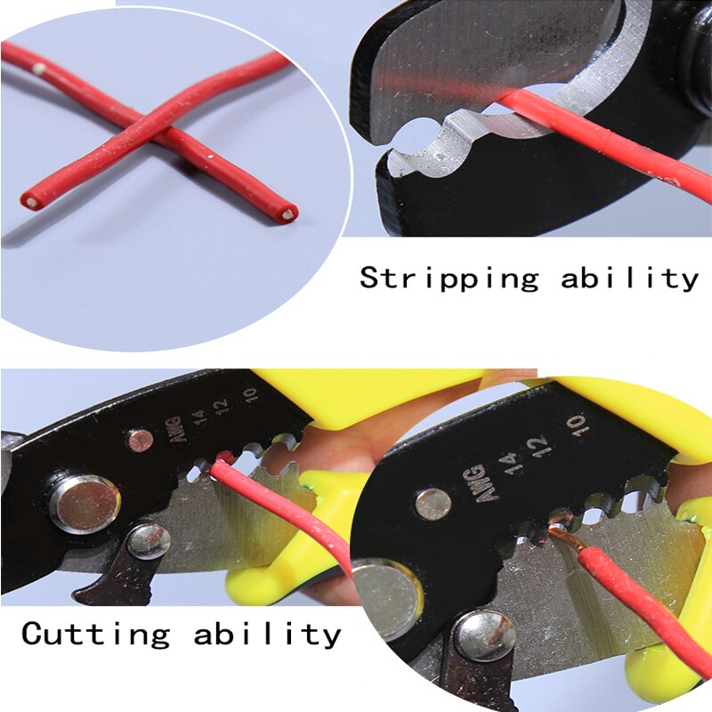 Automatische Striptang Kabel Strippen Cutter Crimper Krimpgereedschap Multifunctionele Fit 8/12/14/16 Awg Draad Tang