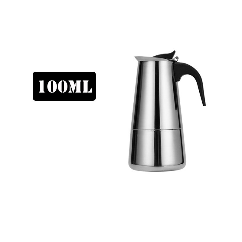 Stainless Steel Coffee Maker Coffee Pot Moka Pot Geyser Coffee Makers Kettle Coffee Brewer Latte Percolator Stove Coffee Tools: 100ML
