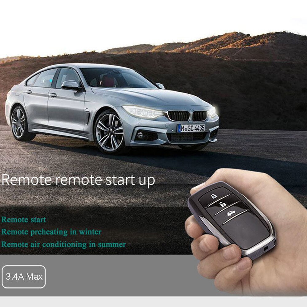 12 V Car Alarm System Passive Keyless Entry One Button Starts Remote Controller Auto Central Lock Push Stop Automotive PKE