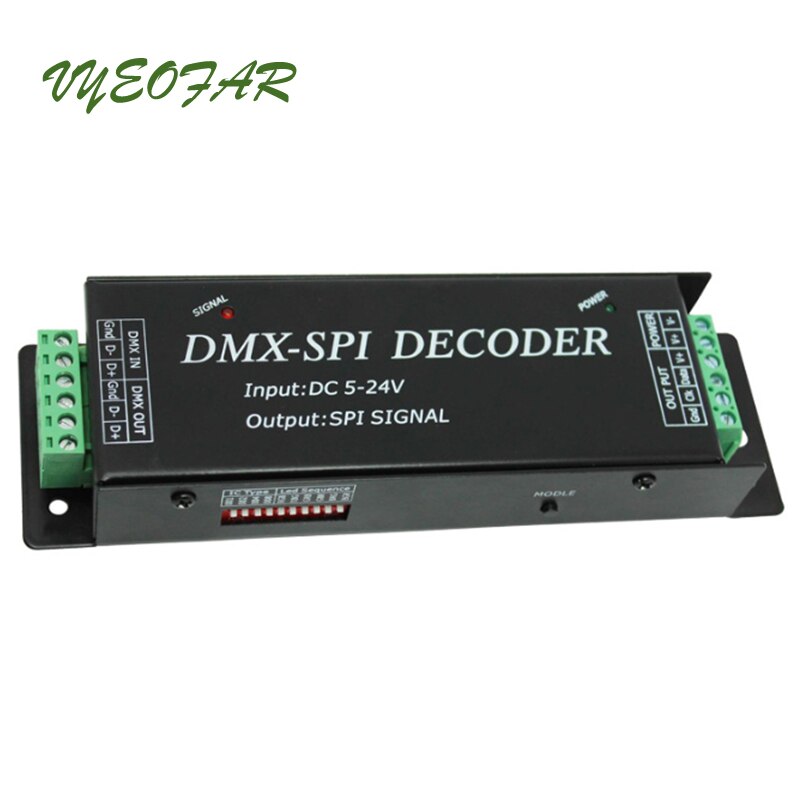 LED DMX TO SPI Decoder for 2801 6803 2812 2811 IC Strip DC5V 12V 24V Input DMX512 SPI TTL Pixel Signal Converter Controller