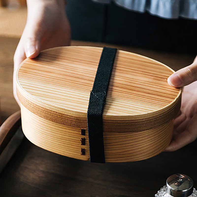 Oneup 3 stuks/set bento box japanse stijl lunchbox voor kinderen houten materiaal servies voedselcontainers met compartimenten gezond