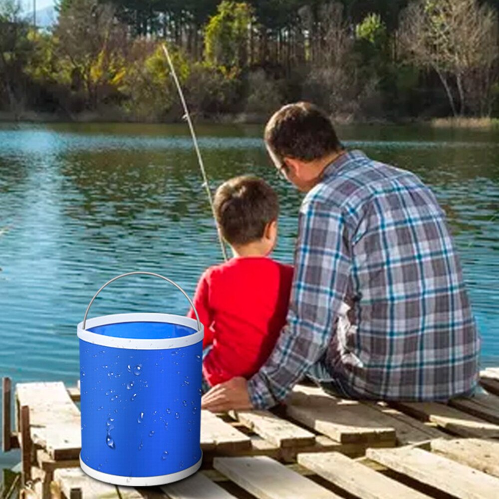Cubo de agua plegable portátil para lavado de coche, bolsa de almacenamiento para acampar al aire libre, contenedor de pesca, barril de lavado para el hogar, bote de agua