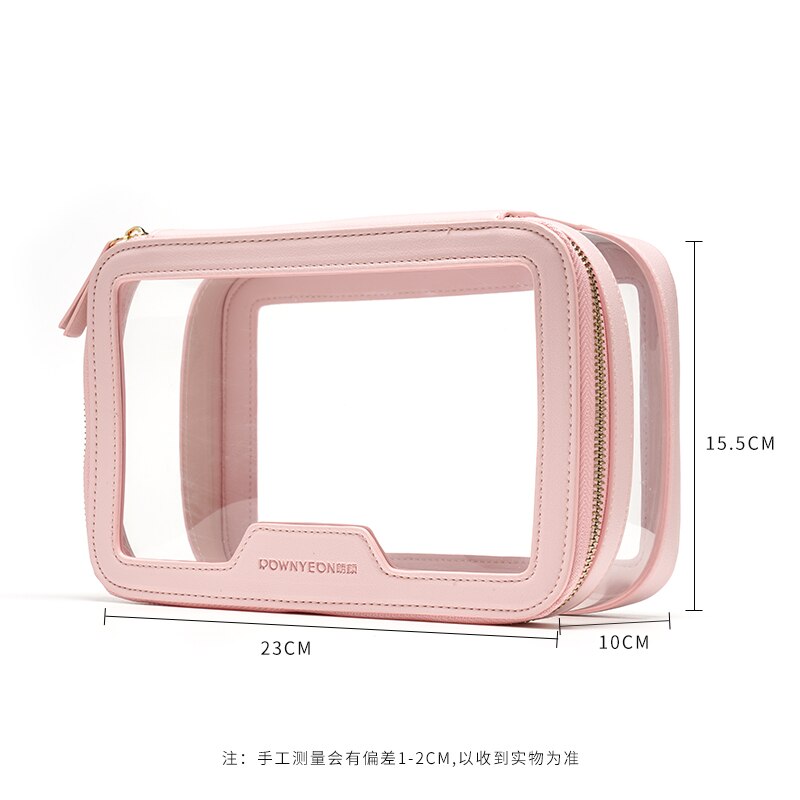 Rownyeon Cosmetische Tas Vrouwen Tpu Clear Make-Up Tas Reizen Make Up Benodigdheden Organizer Rits Make-Up Geval Pouch Toilettas: Pink No Divider