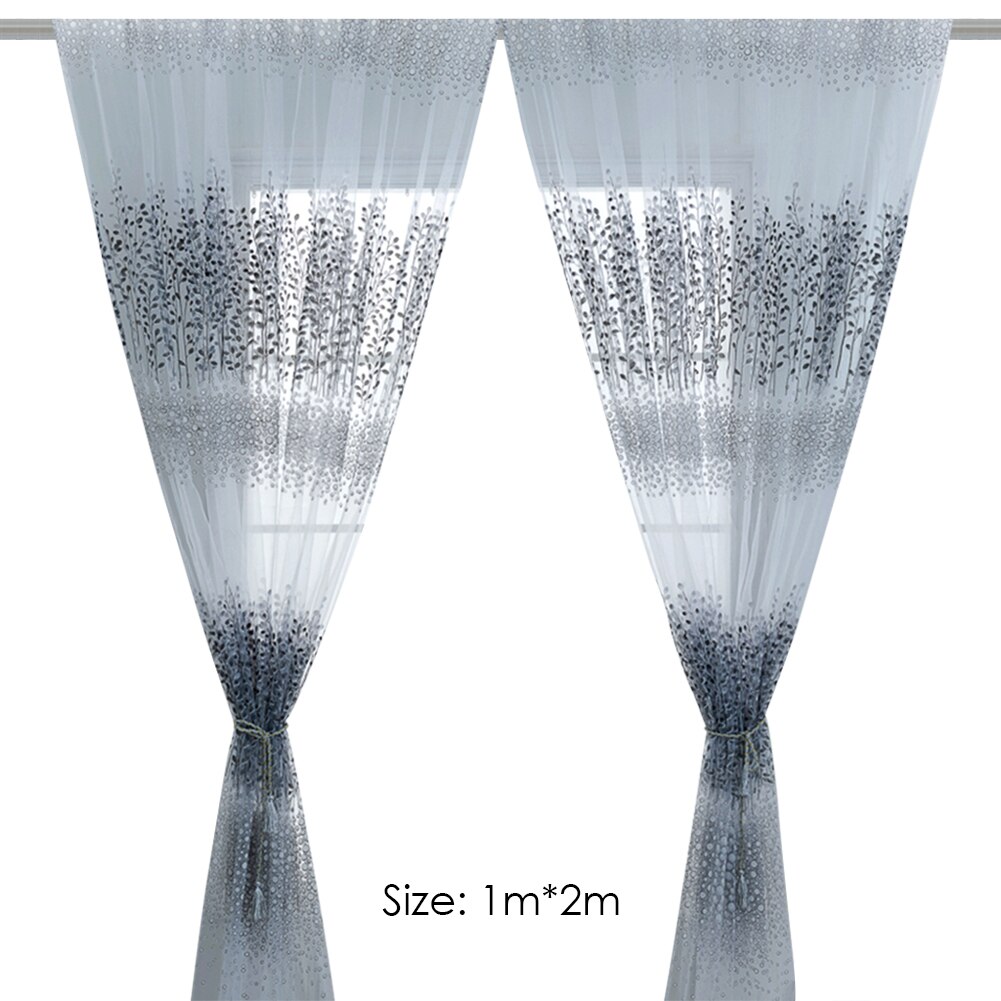 Bedroom Half Shading Window Screen Decor Curve Round Ball Printed Tulle Curtains Home Decoration Polyester Fabric Curtain: F