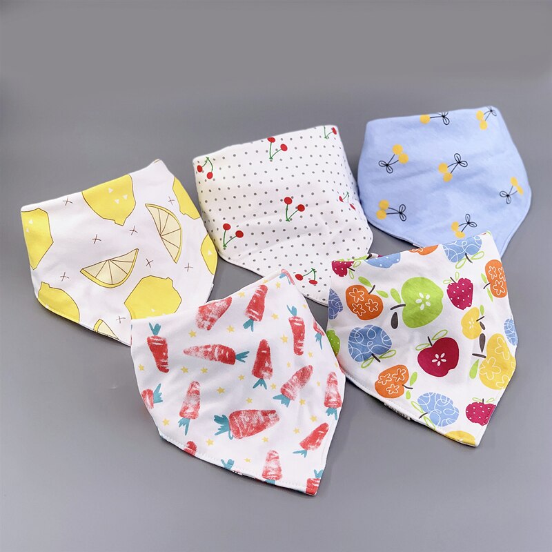 Bandand-bavoirs en coton, ensemble de bavettes en coton, en Triangle, Double couche, 5 pièces/paquet, d'anniversaire pour bébé: 50