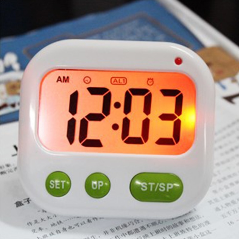 Alarm Clock Digital LCD Vibration Clock Battery Operated Modern Portable Timer Clock with Backlight Compatible w/ Home