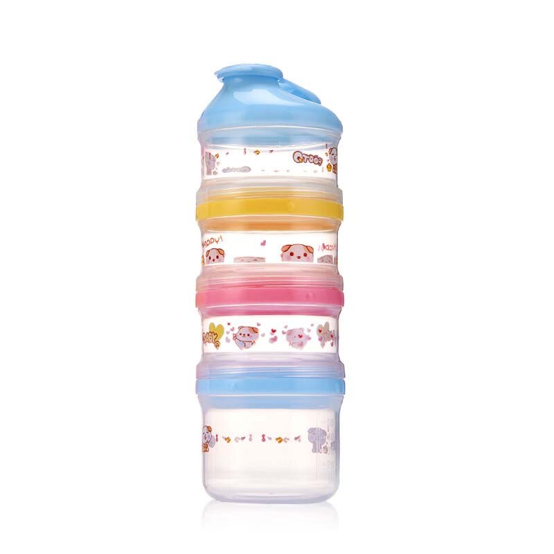 Baby Milk Powder Box Food Storage Snack Box 4 Layers Portable Infant Milk Powder Container: Baber Blue Cover