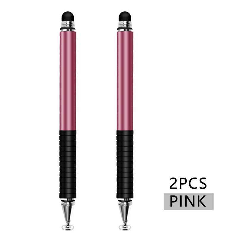 Bolígrafo Stylus Universal 2 in1 para Ipad lápices de Tablet dibujo lápiz táctil capacitiva pantalla pluma Stilus Smart Pen para la PC del teléfono móvil: 2Pcs Pink Stylus