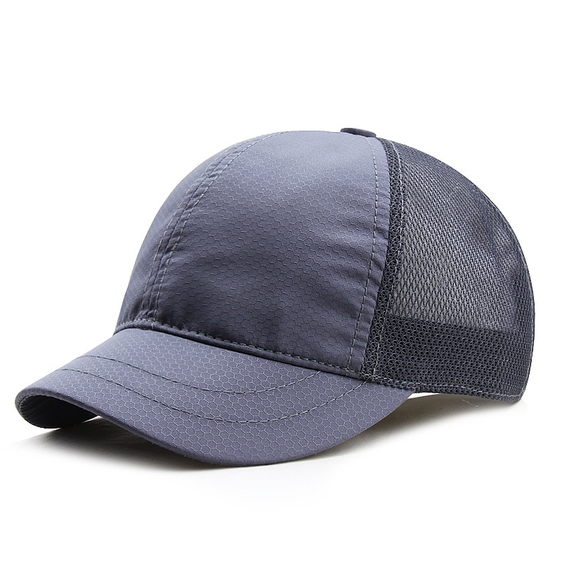 Casquette de baseball pour adultes, grande taille, à petit bord, pour hommes et femmes, en maille, à pointe courte, 56-63cm, été: Dark Gray