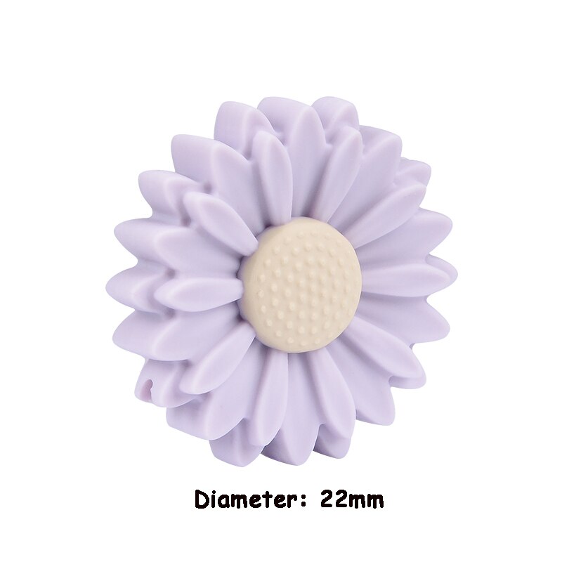 10PCS Silicone Beads Daisy Baby Teething Silicone Beads Sunflower DIY Food Grade Rodent Toy BPA Free Nurse Accessories: 22mm-Lavender Fog