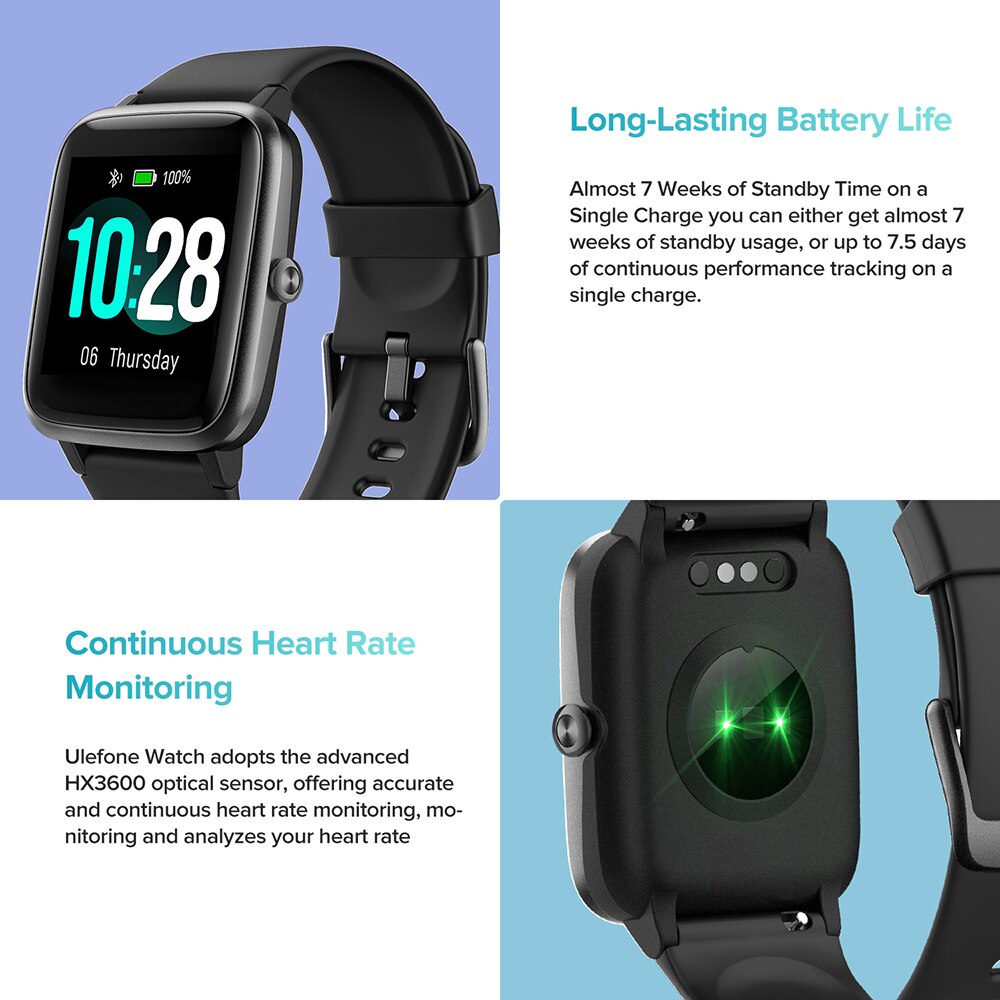Ulefone Watch Smartwatch 5ATM Waterproof Band Heart Rate Sleep Monitoring For Android IOS