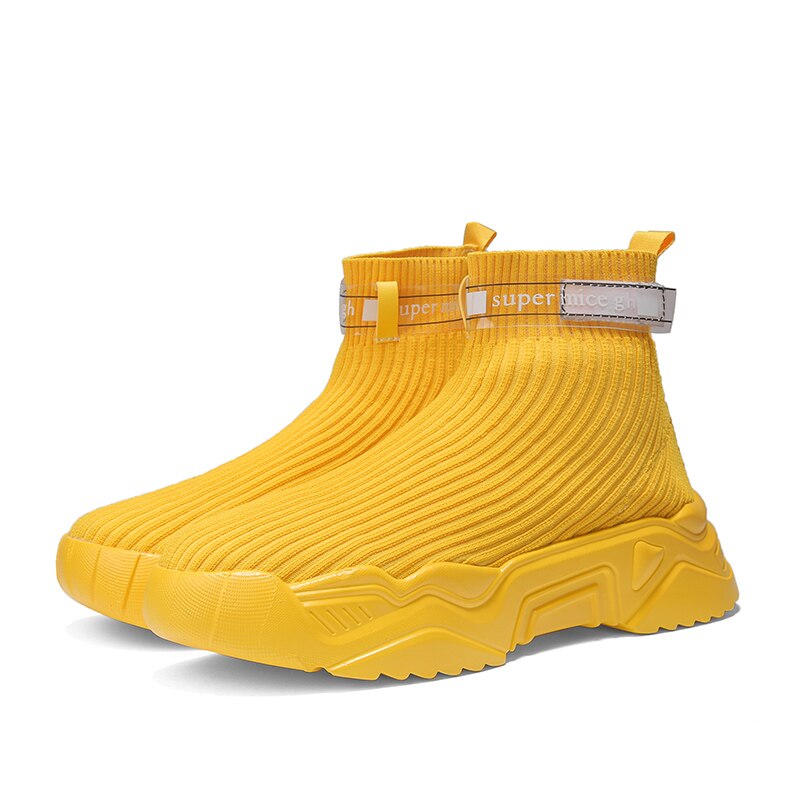FGXZQ Herbst hoch oben Socken Schuhe Gittergewebe Atmungsaktive lässig männer Schuhe Neue Schüler Schuhe Seismische Schuhe Für männer Licht: Gelb / 10
