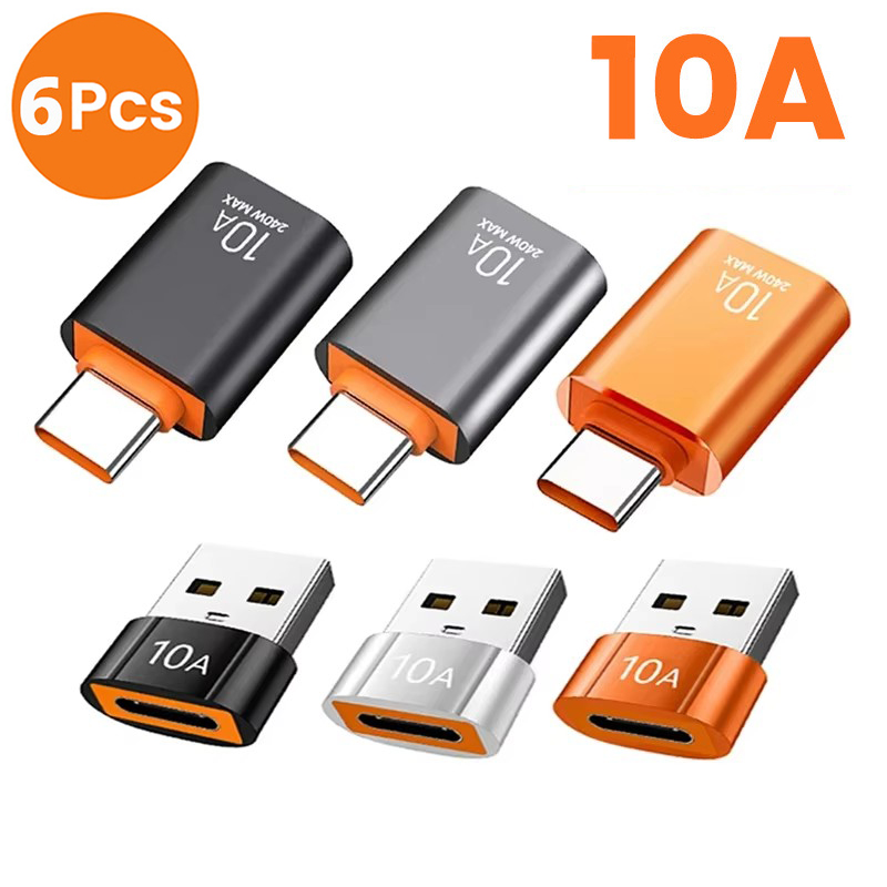 6-1PCS 10A OTG USB 3.0 A Tipo C Adattatore Tipo C Femmina A USB Maschio Convertitori Trasferimento dati ad alta velocità per MacBook Telefono Laptop: Blu