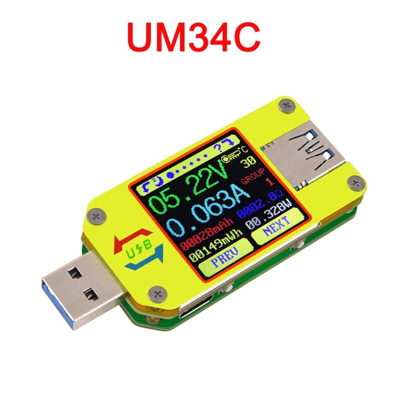 Um34 um34c til app usb 3.0 type-c test voltmeter amperemeter batteriladning mål  e7ca: Um34c
