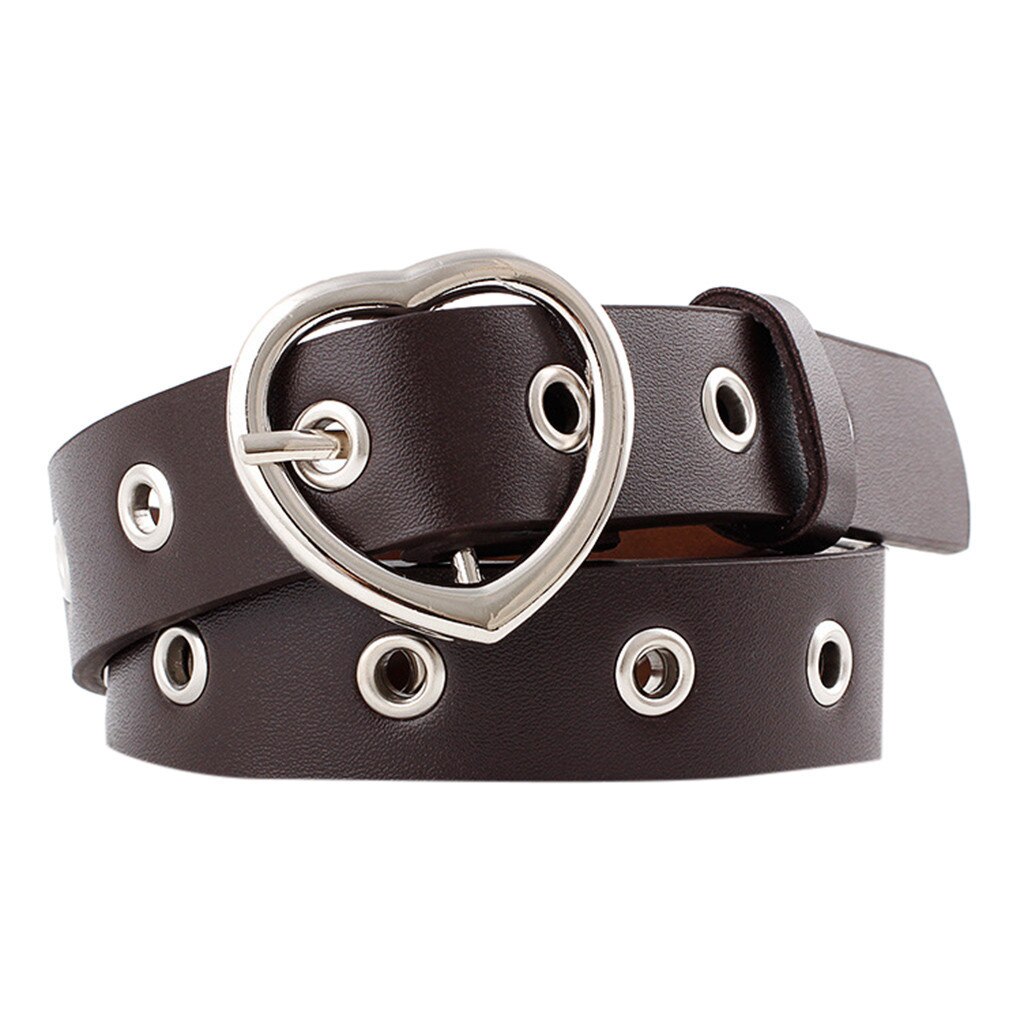 25# Women Man Unisex Vintage Leather Buckle Leisure Belt Trouser Accessories Women's Vintage Pin Buckle Jeans: Coffee