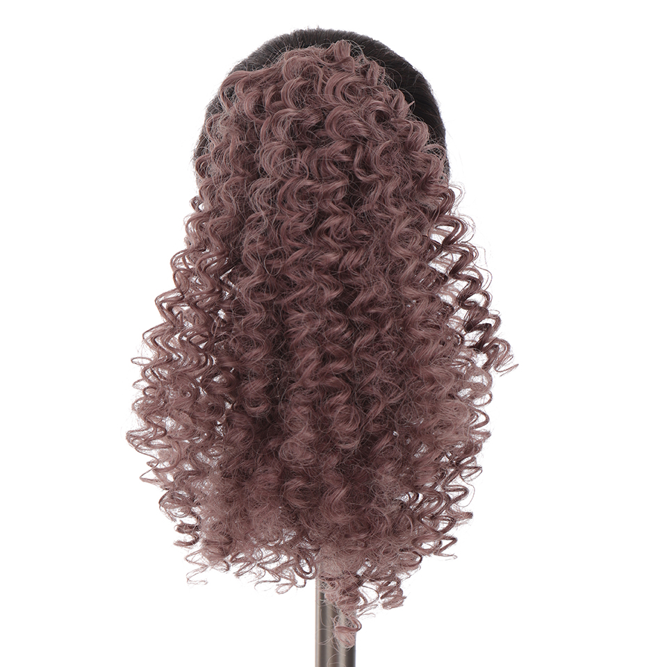 BUQI Drawstring Afro Curly Ponytail Synthetic Hair Bun Chignon Hairpiece For Women Clip in Hair Extension: 612-613
