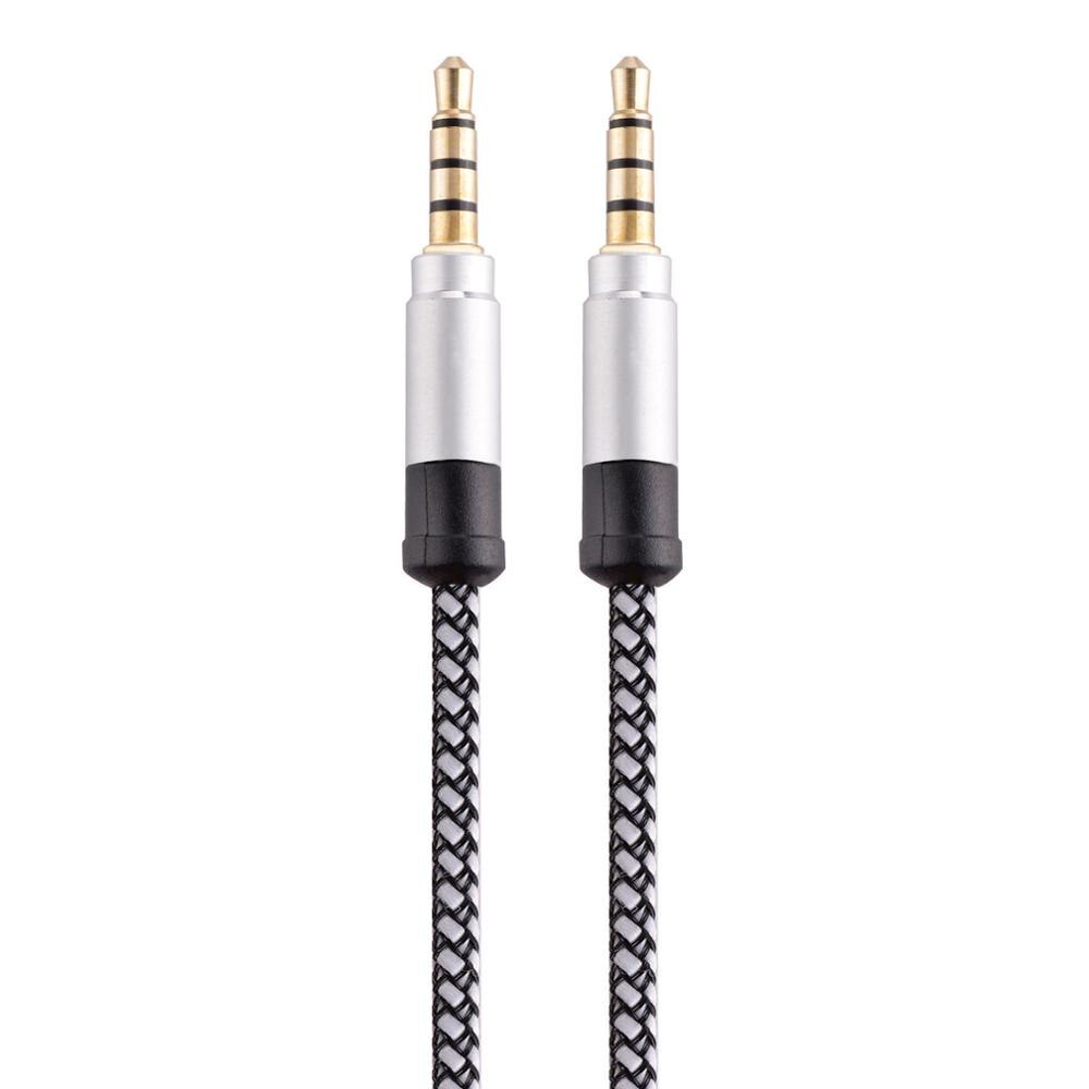 1.5m nylon jack lydkabel 3.5 mm til 3.5mm aux kabel hann til hann kabel gullplugg bil aux ledning til iphone 7 til samsung til bil