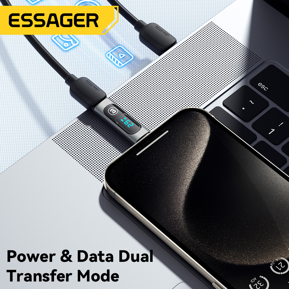 Essager USB C 3.0 OTG Adapter Type C To USB Type C PD 240W Digital Display Data Adapter 100W For Macbook Pro Air Samsung