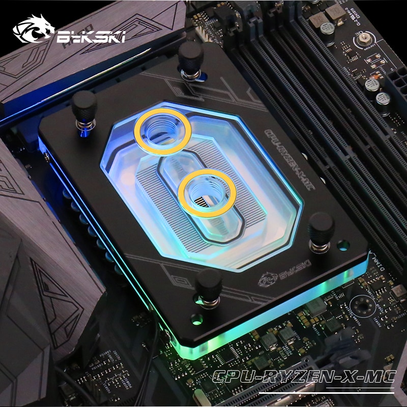 Bykski CPU-RYZEN-X-MC RGB LED CPU Wasser Kühl Block für AMD bin2 bin3 bin4 TR4 Schwarz