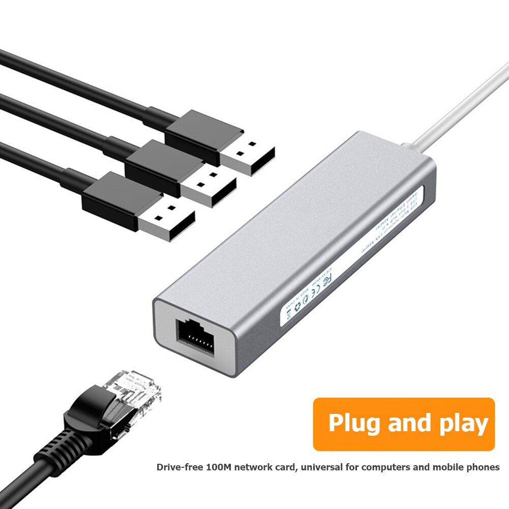 USB to 5Gbps USB 3.0 RJ45 10/100Mbps Wired Ethernet Adapter Hub Converter for Notebook MacBook Smartphone