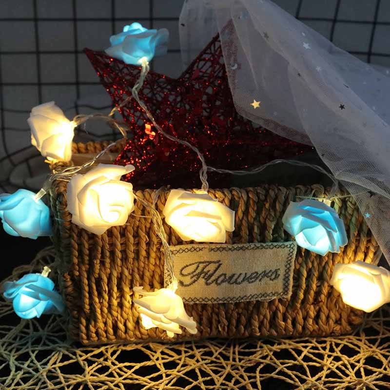 1,5 M 10LED Künstliche Rose Blume Girlande Schnur Licht LED Lichterkette Valentinstag Hochzeit Weihnachten Party Dekorationen