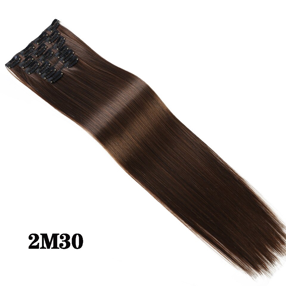 Houyan 6Pcs Pruik 16 Clips Hoge Temperatuur Vezel Lange Rechte Vrouwelijke Synthetisch Haar Uitbreiding Clip: 2m30