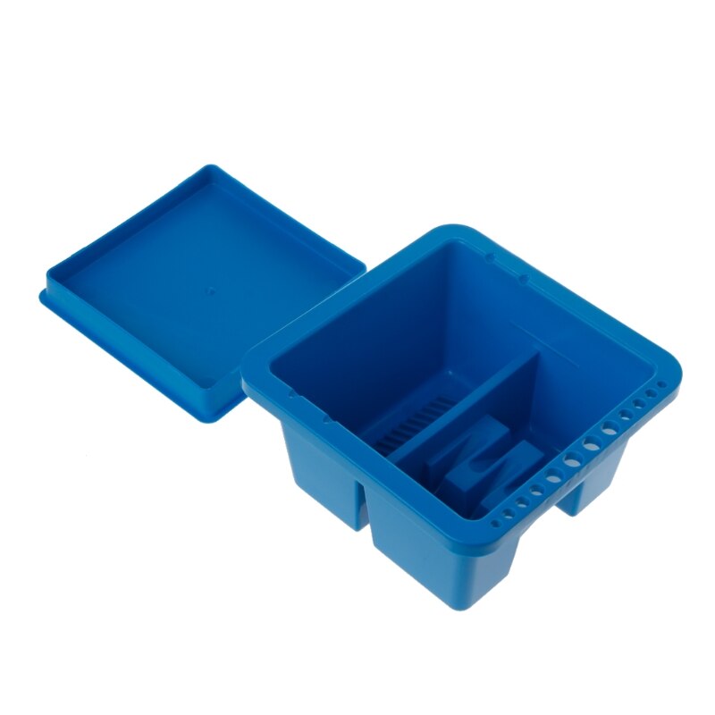 Blauw Dubbele Compartiment 12 Gat Multifunctionele Plastic Penselenbakje Doos Eenvoudige Reiniging Drogen Voor Acryl & Schilderen
